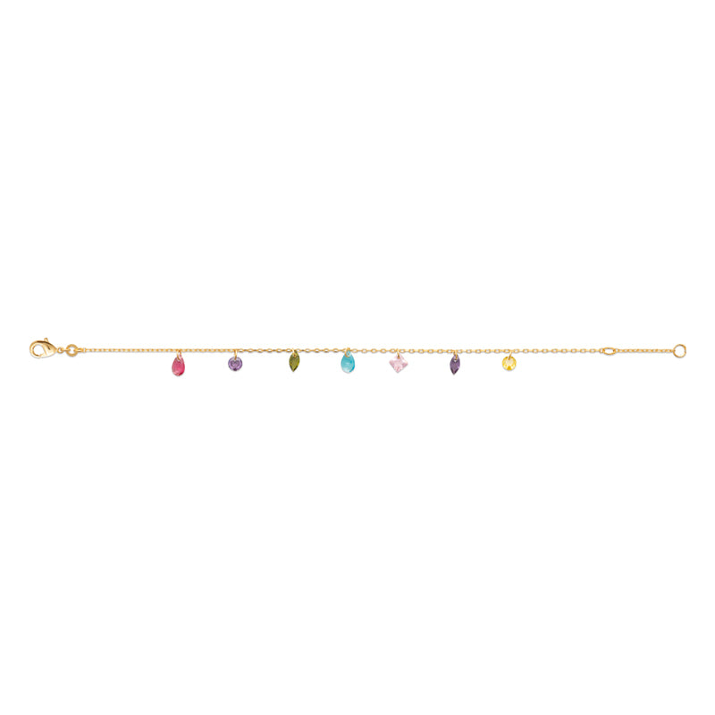 AIME-TOI Yellow Gold Plated Multi Coloured Stone Bracelet