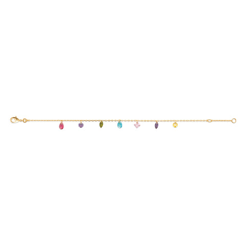 AIME-TOI Yellow Gold Plated Multi Coloured Stone Bracelet