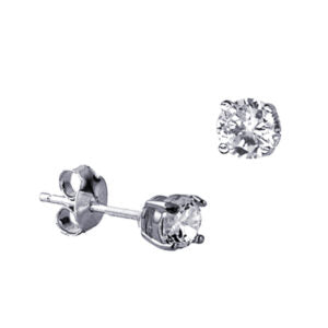 Sterling Silver 4mm Round CZ 4 Claw Stud Earrings