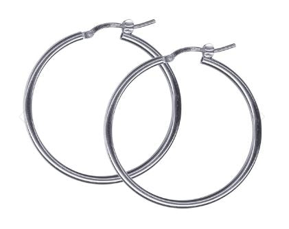 Sterling Silver Italian Plain Hoop Earrings