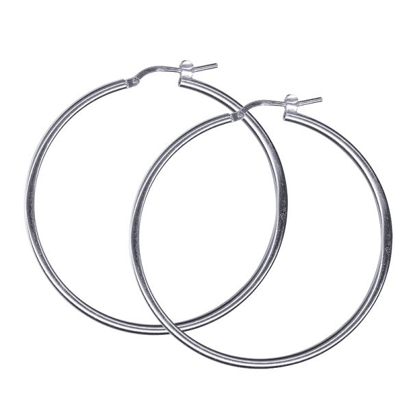 Sterling Silver Italian Plain Hoop Earrings