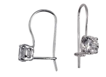 Sterling Silver Closed Earwire Cubic Zirconia Earrings