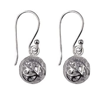 Sterling Silver Filigree Ball Shepherd Hook Earrings