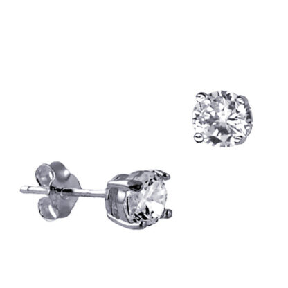Sterling Silver 5mm Round CZ 4 Claw Stud Earrings