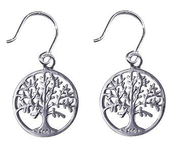 Sterling Silver Tree Of Life Hook Earrings