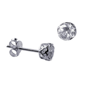 Sterling Silver 4mm CZ Filigree Bezel Set Stud Earrings
