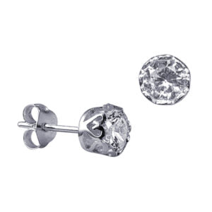 Sterling Silver 5mm CZ Filigree Bezel Set Stud Earrings