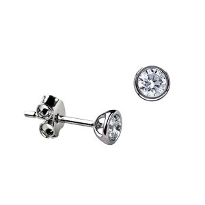 Sterling Silver 4mm CZ Tapered Bezel Set Stud Earrings