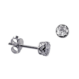 Sterling Silver 3mm CZ Filigree Bezel Set Stud Earrings