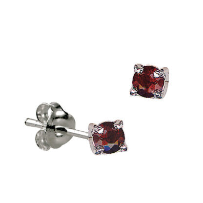 Sterling Silver 4mm CZ January Birthstone Stud Earrings