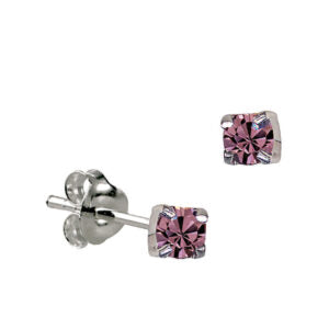 Sterling Silver 4mm CZ June Birthstone Stud Earrings