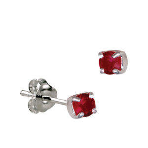 Sterling Silver 4mm CZ July Birthstone Stud Earrings