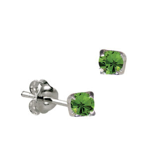 Sterling Silver 4mm CZ August Birthstone Stud Earrings