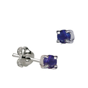 Sterling Silver 4mm CZ September Birthstone Stud Earrings
