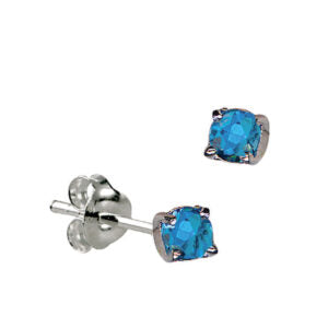 Sterling Silver 4mm CZ December Birthstone Stud Earrings