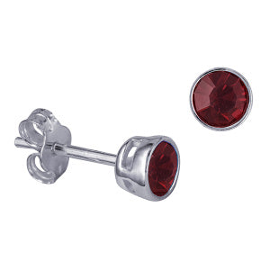 Sterling Silver 4mm CZ January Birthstone Stud Earrings