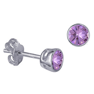 Sterling Silver 4mm CZ February Birthstone Stud Earrings