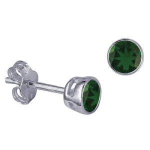 Sterling Silver 4mm CZ May Birthstone Stud Earrings