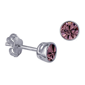 Sterling Silver 4mm CZ June Birthstone Stone Earrings