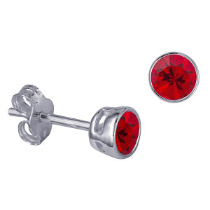 Sterling Silver 4mm CZ July Birthstone Stud Earrings
