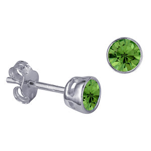 Sterling Silver 4mm CZ August Birthstone Stud Earrings