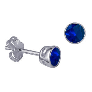 Sterling Silver 4mm CZ September Birthstone Stud Earrings