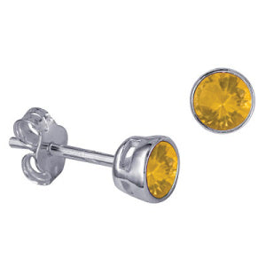 Sterling Silver 4mm CZ November Birthstone Stud Earrings