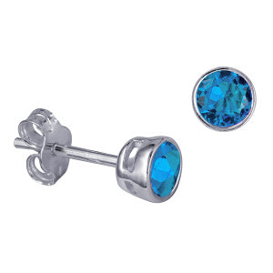 Sterling Silver 4mm CZ December Birthstone Stud Earrings