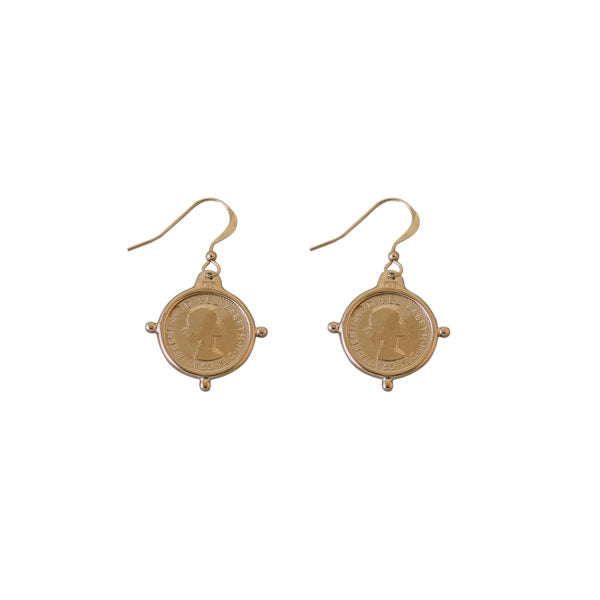 VT COMPASS FRAME COIN EARRINGS