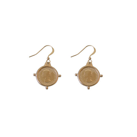 VT COMPASS FRAME COIN EARRINGS