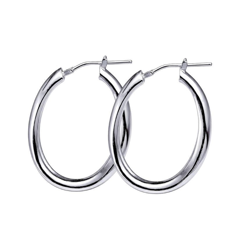 Sterling Silver Italian Oval Hoop Earrings