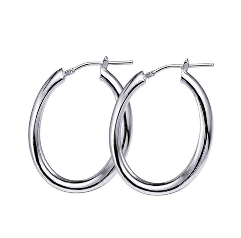 Sterling Silver Italian Oval Hoop Earrings