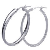Sterling Silver Italian Oval Hoops