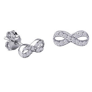 Sterling Silver Infinity Studs With CZ