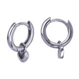 Sterling Silver Heart Drop Huggie Earrings