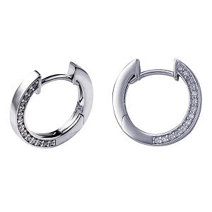 Sterling Silver Huggies With CZ on Outside Opposing Edge