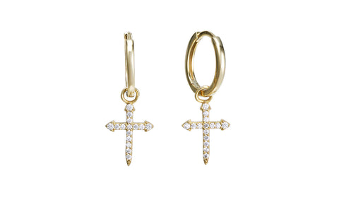 Georgini A Christmas Journey Cross Hoop Earrings Gold