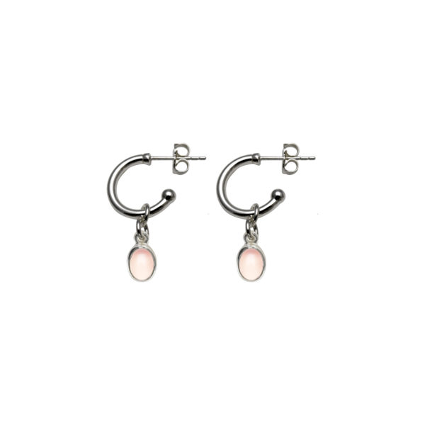 VT OPEN HOOP STUDS WITH OVAL ROSE QUARTZ