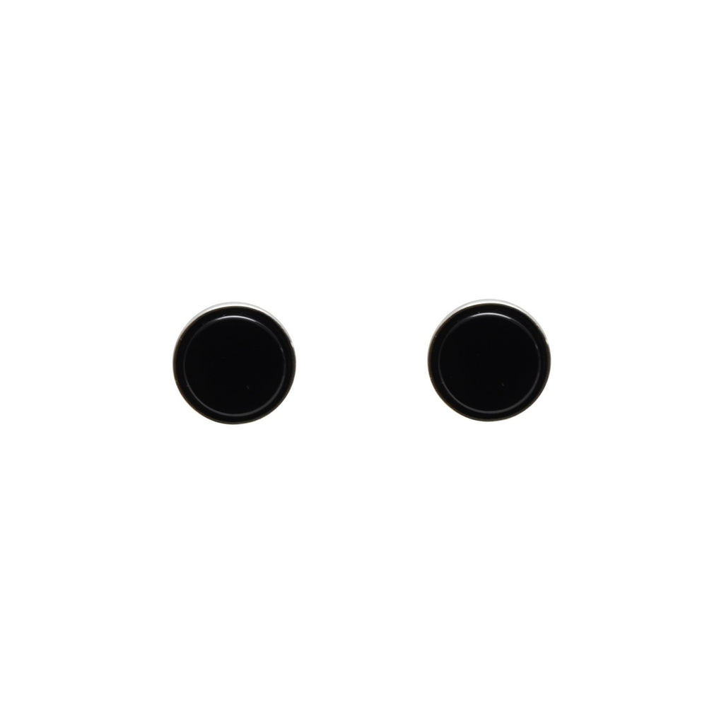 VT ROUND FLAT BLACK ONYX STUDS