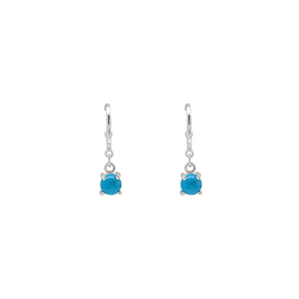 VT HAMMERED HOOP EARRINGS WITH ROUND TURQUOISE (2MM X 10MM)