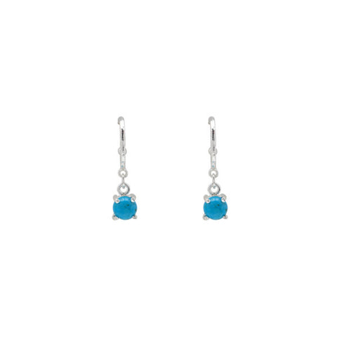 VT HAMMERED HOOP EARRINGS WITH ROUND TURQUOISE (2MM X 10MM)