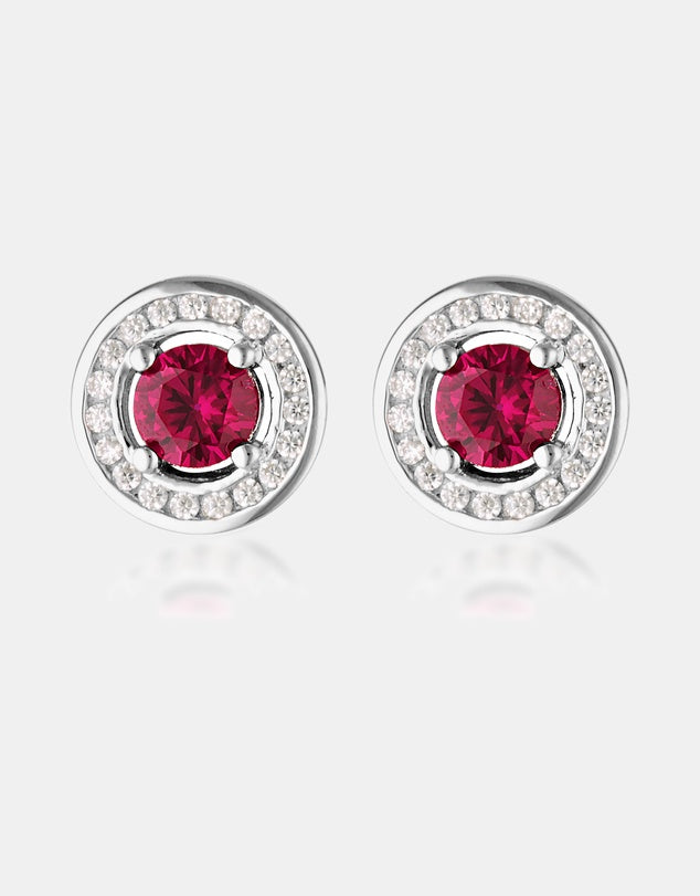 Georgini Milestone Ruby CZ And White CZ Earrings