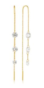 Georgini Mirage Ethereal White Cubic Zirconia Threaded Earrings Gold Plated