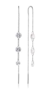 Georgini Mirage Ethereal White Cubic Zirconia Threaded Earrings Silver