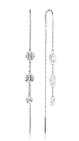 Georgini Mirage Ethereal White Cubic Zirconia Threaded Earrings Silver