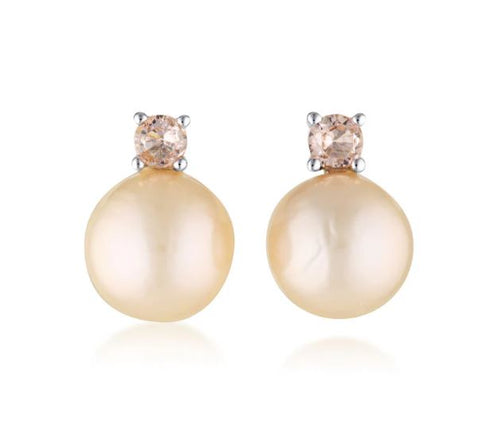 Georgini Noosa Pink Freshwater Pearl And Morganite Cubic Zirconia Earrings Silver