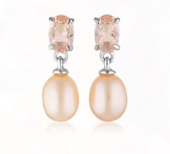 Georgini Whitsundays Pink Freshwater Pearl And Morganite Cubic Zirconia Earrings Silver