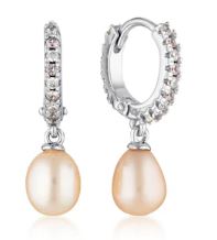 Georgini Bondi Pink Freshwater Pearl And Morganite Cubic Zirconia Earrings Silver