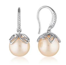 Georgini Palm Cove Pink Freshwater Pearl Earrings Silver