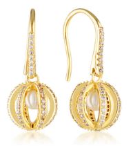 Georgini Majesty Freshwater Pearl And Cubic Zirconia Earrings Gold Plated